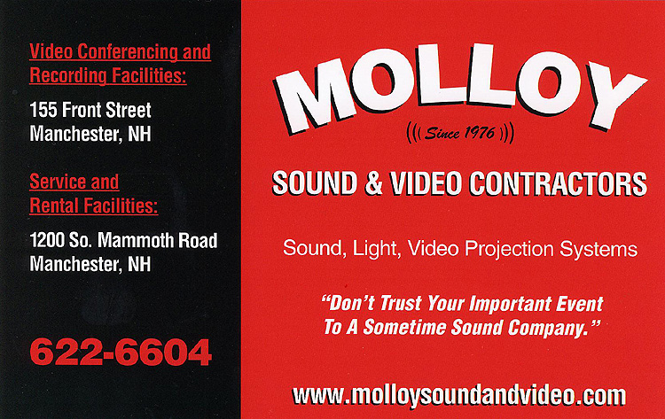 Molloy Sound & Video Contractors, 1200 South Mammoth Road, Manchester, NH 03109 | 603-622-6604