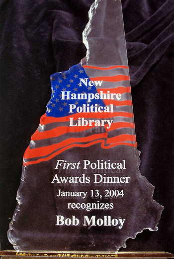Bob Molloy's award from the New Hampshire Political Library - January 13, 2004