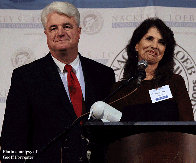 John & Diane Foley acknowledge applause for their son, slain journalist James W. Foley